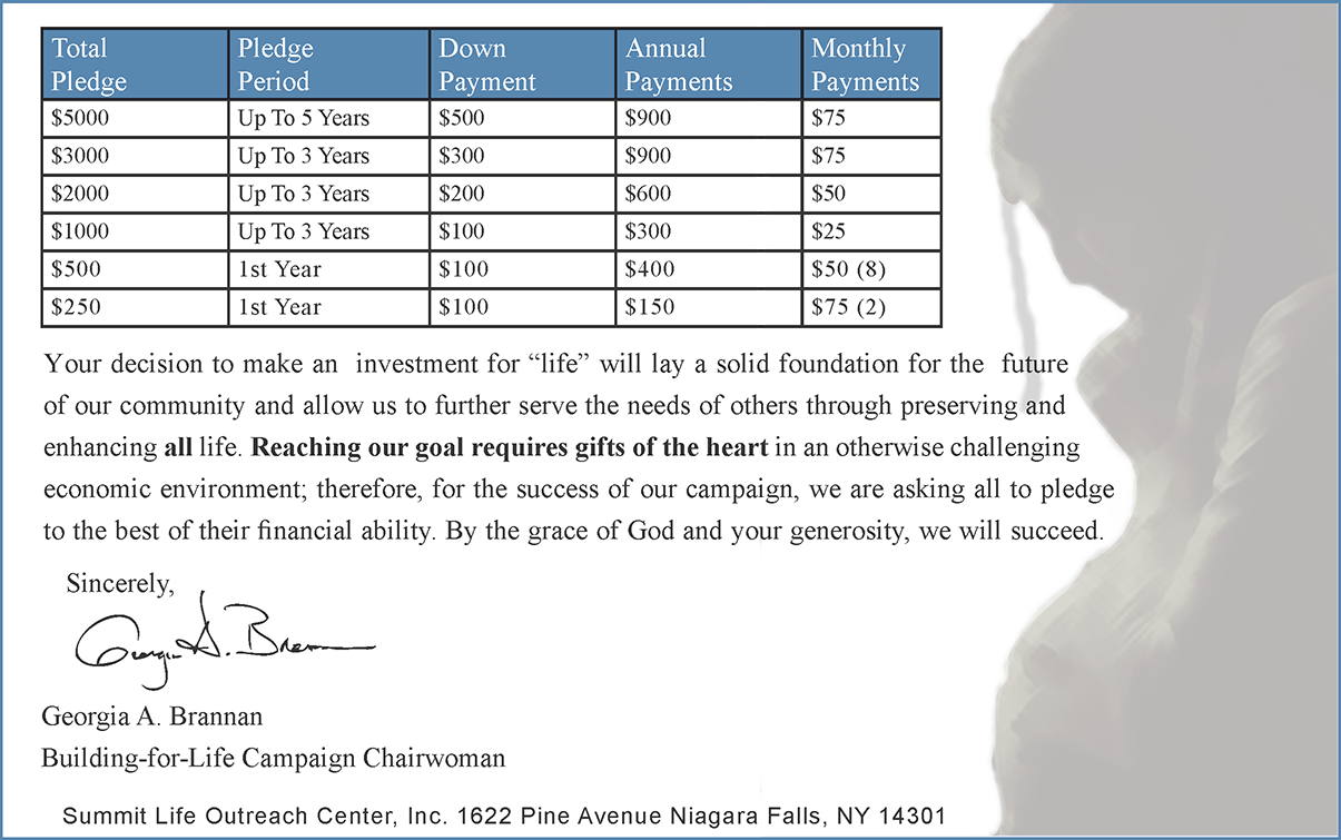 Summit Life Outreach Centers Building for Life Campaign inside right page